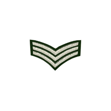 imperial-highland-supplies-3-stripes-chevron-badge-silver-bullion-on-green